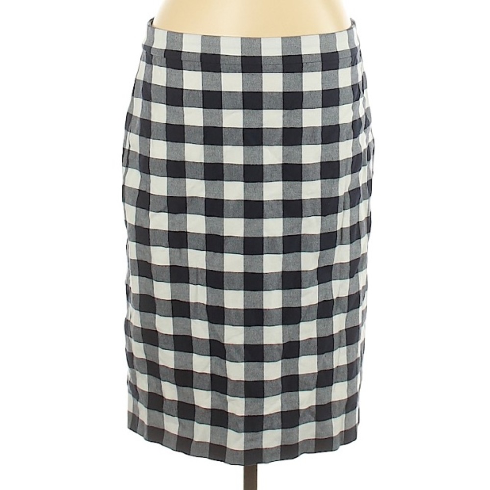 J. Crew Black and White Checked Pencil Skirt
